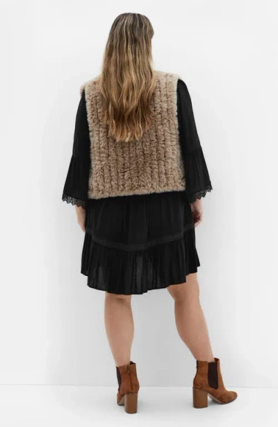 City Chic Eve Faux Fur Vest In Gray