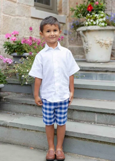 Florence Eiseman Plaid Seersucker Short In Blue