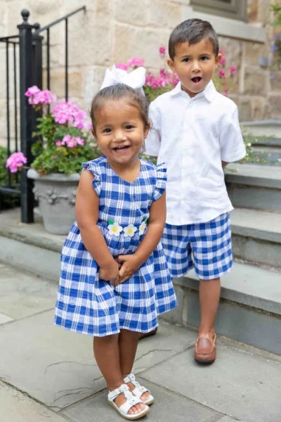 Florence Eiseman Plaid Seersucker Short In Blue