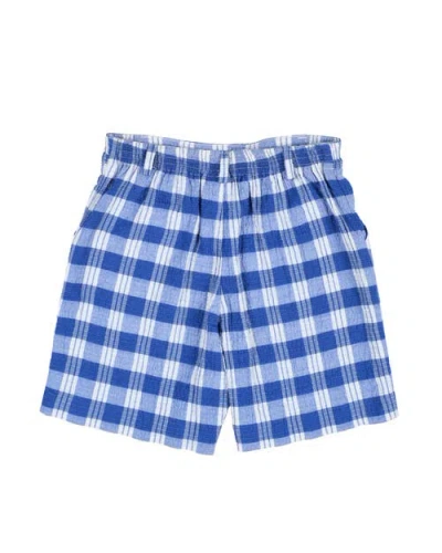 Florence Eiseman Plaid Seersucker Short In Blue