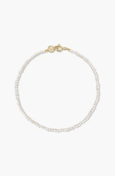 Mejuri Micro Pearl Bracelet In Metallic