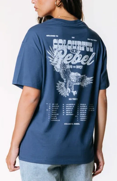 Colourful Rebel Sand And Dust Tour Loosefit Tee In Blue