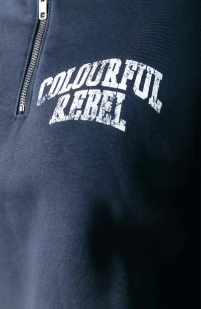 Colourful Rebel Varsity Logo Relaxed Zip Sweat In Blue