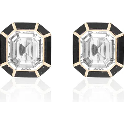 Goshwara Mélange Emerald-cut Stud Earrings In Black