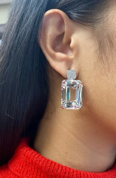 Goshwara Gossip Cushion Cut Drop Earrings In Metallic