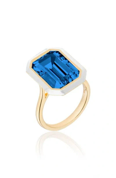 Goshwara Queen Emerald Cut Ring In Blue