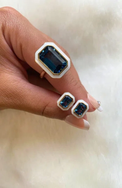 Goshwara Queen Emerald Cut Ring In Blue