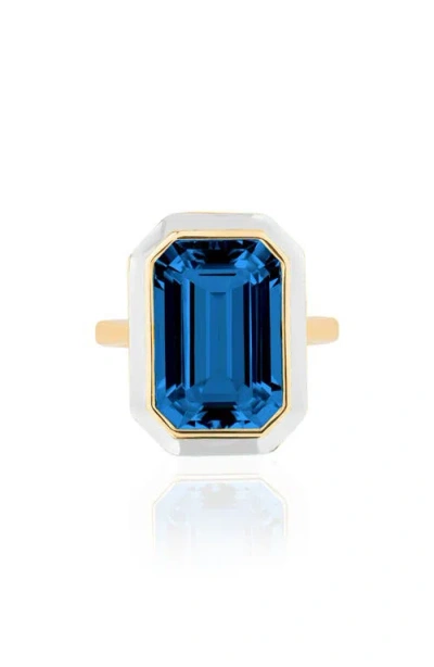 Goshwara Queen Emerald Cut Ring In Blue