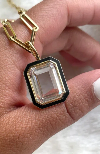 Goshwara Queen Emerald Cut Rock Crystal Pendant Necklace In Multi