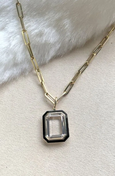 Goshwara Queen Emerald Cut Rock Crystal Pendant Necklace In Multi