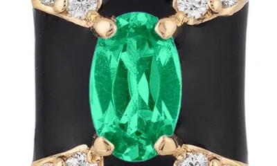 Goshwara Queen Octagon Emerald & Diamond Earrings In Black