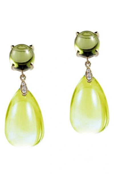 Goshwara Naughty Cabochon Drop Earrings In Green