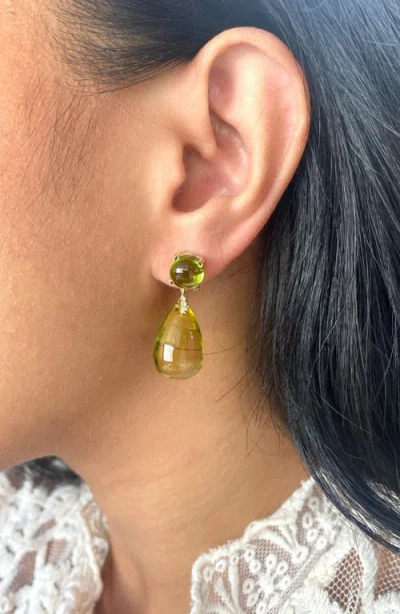 Goshwara Naughty Cabochon Drop Earrings In Green