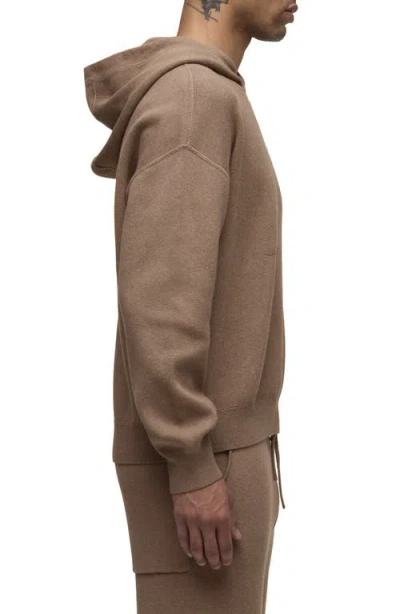 Hudson Double Knit Hoodie In Brown