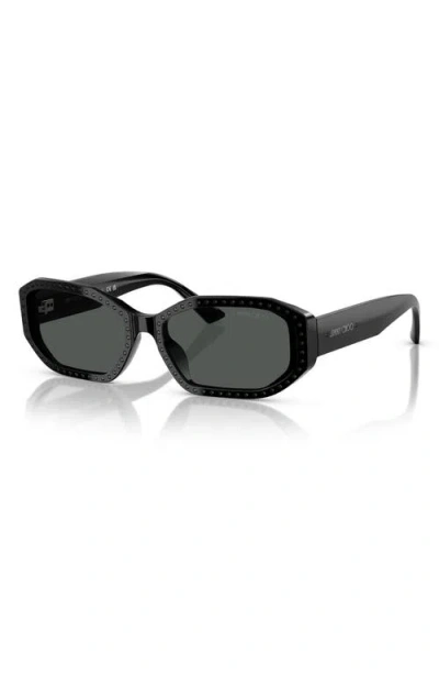 Jimmy Choo 56mm Oval Sunglasses In Black