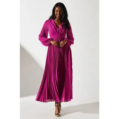 Coast Pleated Wrap Front Dress In Purple