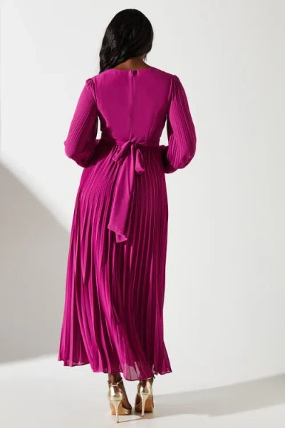 Coast Pleated Wrap Front Dress In Purple