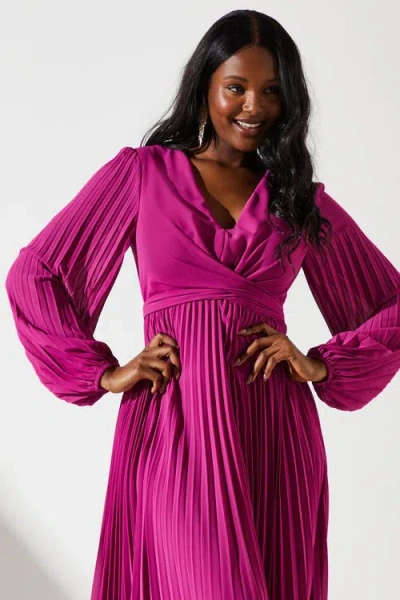 Coast Pleated Wrap Front Dress In Purple