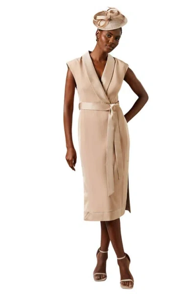 Coast Tux Satin Midi Dress In Neutral