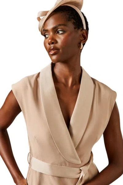 Coast Tux Satin Midi Dress In Neutral