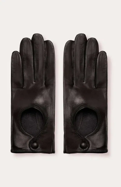 Seymoure Luxury Group Washable Water Resistant Leather Driving Gloves In Black