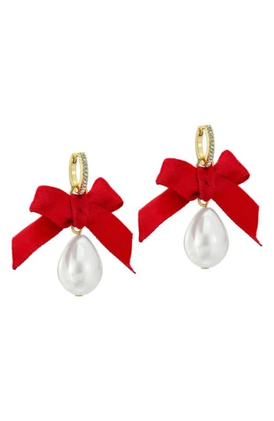 Ted Baker Riyya Ribbon Bow Faux Pearl Drop Earrings