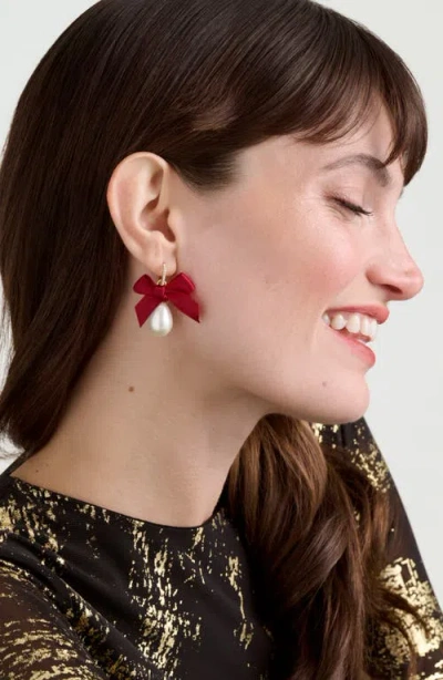 Ted Baker Riyya Ribbon Bow Faux Pearl Drop Earrings