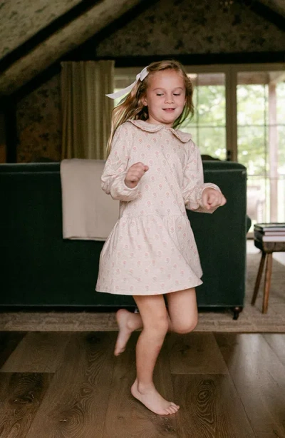 Little Paper Kids Ayla Long Sleeve Retro Floral Dress In Pink