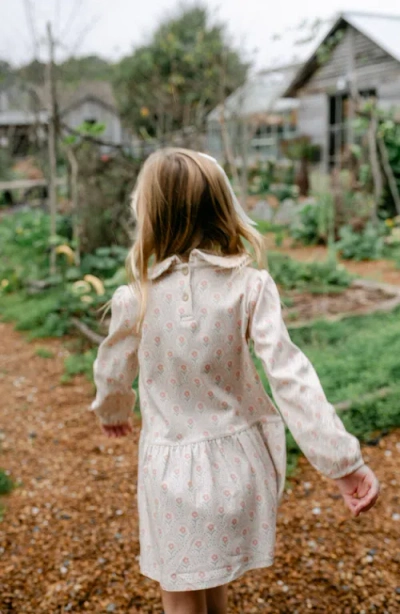 Little Paper Kids Ayla Long Sleeve Retro Floral Dress In Pink