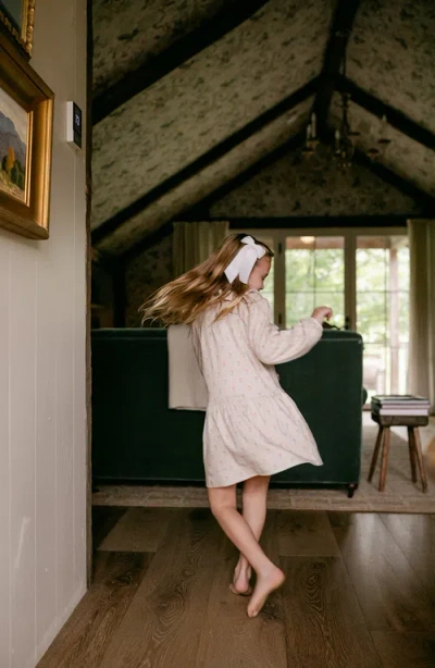 Little Paper Kids Ayla Long Sleeve Retro Floral Dress In Pink