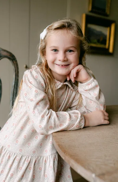 Little Paper Kids Ayla Long Sleeve Retro Floral Dress In Pink