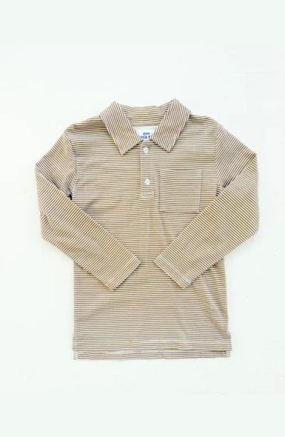Little Paper Kids Reid Long Sleeve Polo In Neutral