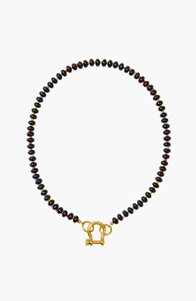 Shop Spicy Dan Milo Gender Inclusive Rainbow Spacer Bead Onyx Necklace In Multi