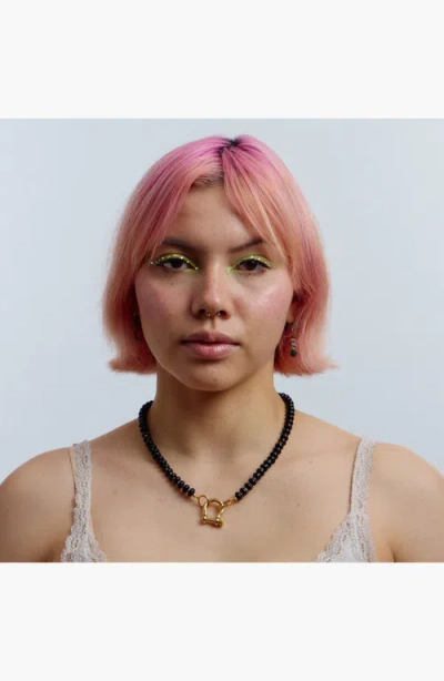 Shop Spicy Dan Milo Gender Inclusive Rainbow Spacer Bead Onyx Necklace In Multi