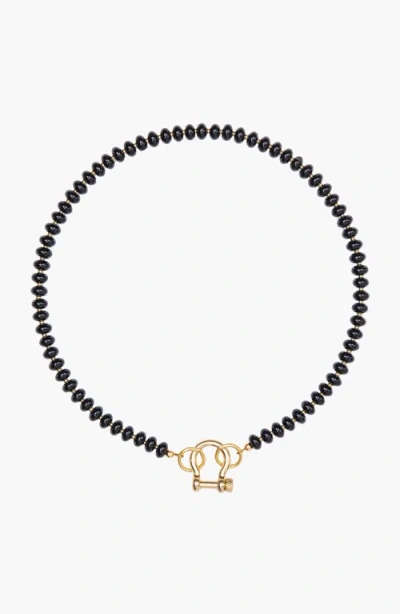 Shop Spicy Dan Alfie Black Onyx Gold Beaded Necklace In Multi