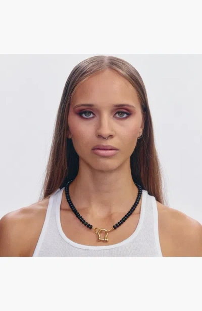 Shop Spicy Dan Alfie Black Onyx Gold Beaded Necklace In Multi