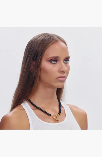 Shop Spicy Dan Alfie Black Onyx Gold Beaded Necklace In Multi