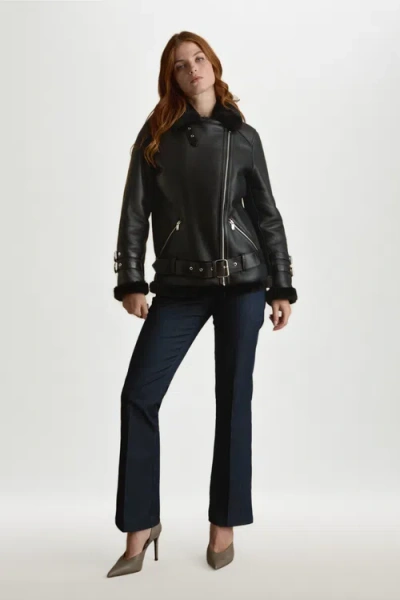 Furniq Uk Harriet Sheepskin Jacket In Black