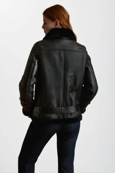 Furniq Uk Harriet Sheepskin Jacket In Black