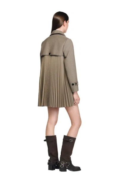 Sandro Houndstooth Trench In Gray