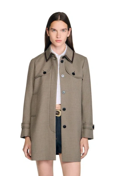 Sandro Houndstooth Trench In Gray
