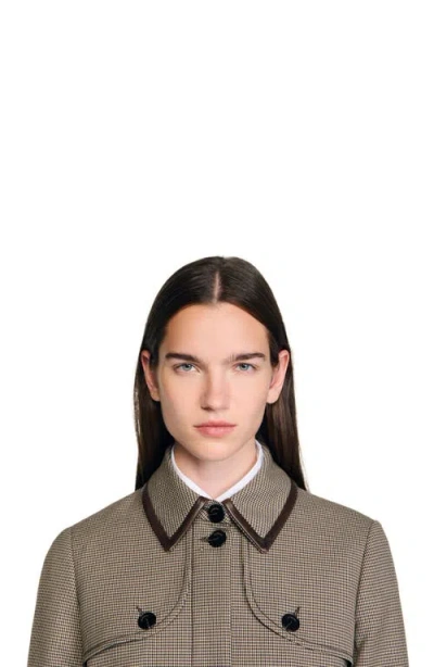 Sandro Houndstooth Trench In Gray