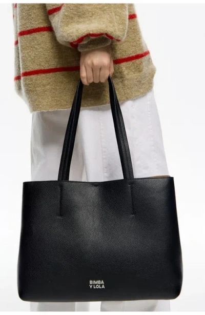 Bimba Y Lola Leather Chihuahua Shopper Bag In Black
