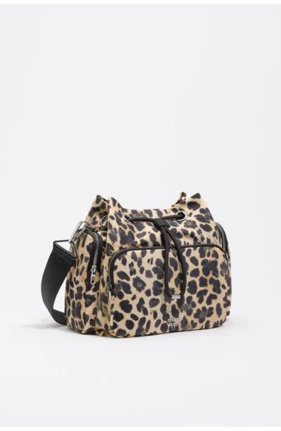 Bimba Y Lola Leopard Nylon Pocket Bucket Bag In Animal Print