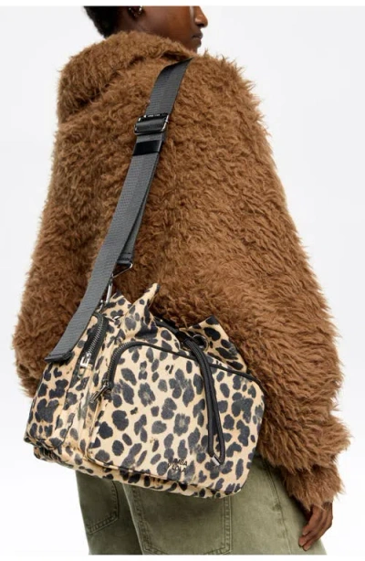Bimba Y Lola Leopard Nylon Pocket Bucket Bag In Animal Print