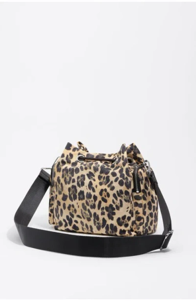 Bimba Y Lola Leopard Nylon Pocket Bucket Bag In Animal Print