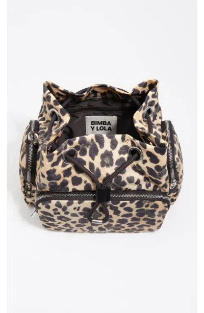 Bimba Y Lola Leopard Nylon Pocket Bucket Bag In Animal Print