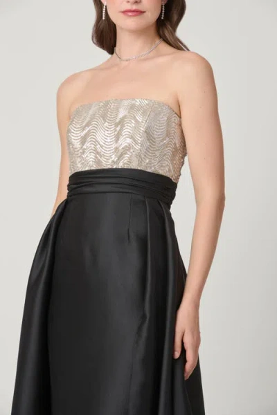 Shoshanna Midnight Tilly Sequin Mikado Combo Dress In Black