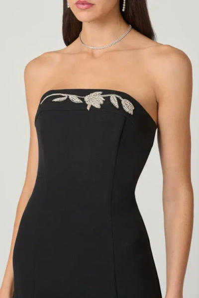 Shoshanna Phillippa Embellished Crepe Strapless Gown In Black