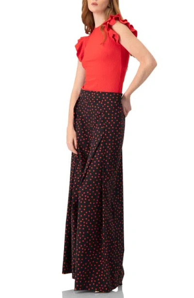 Ivonne Ruffle Sleeve Bodysuit In Red